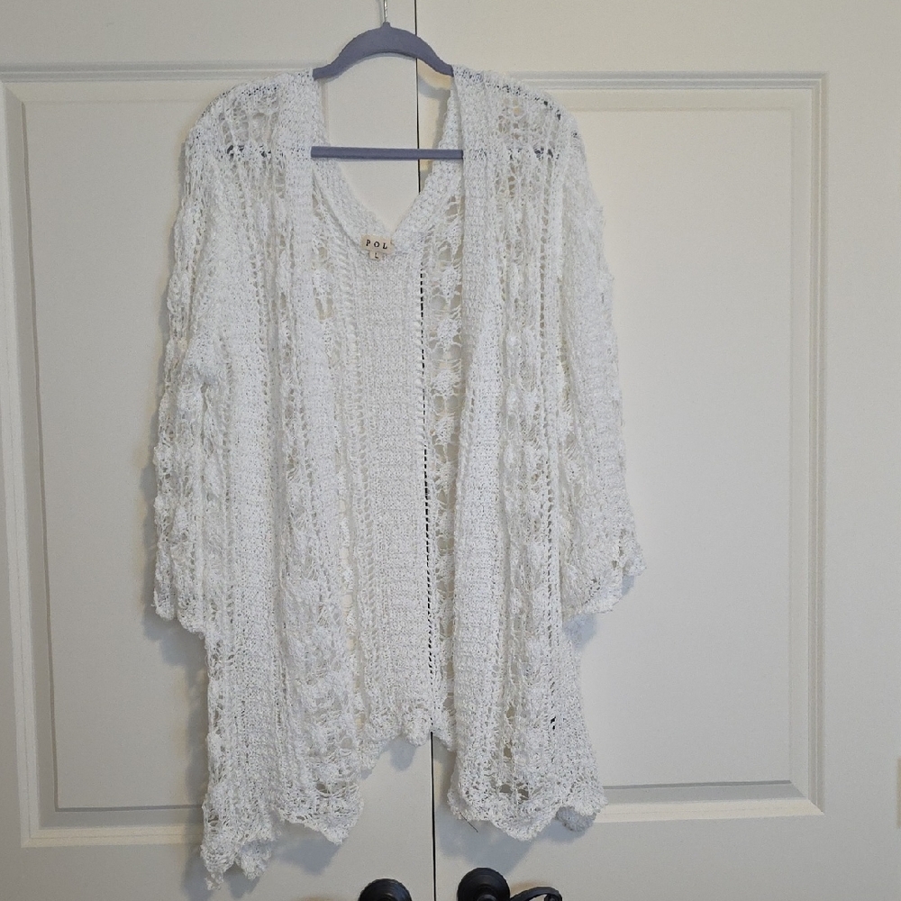 POL White Textured Cardigan